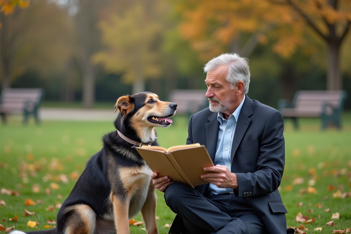 Chien âgé avec agent d