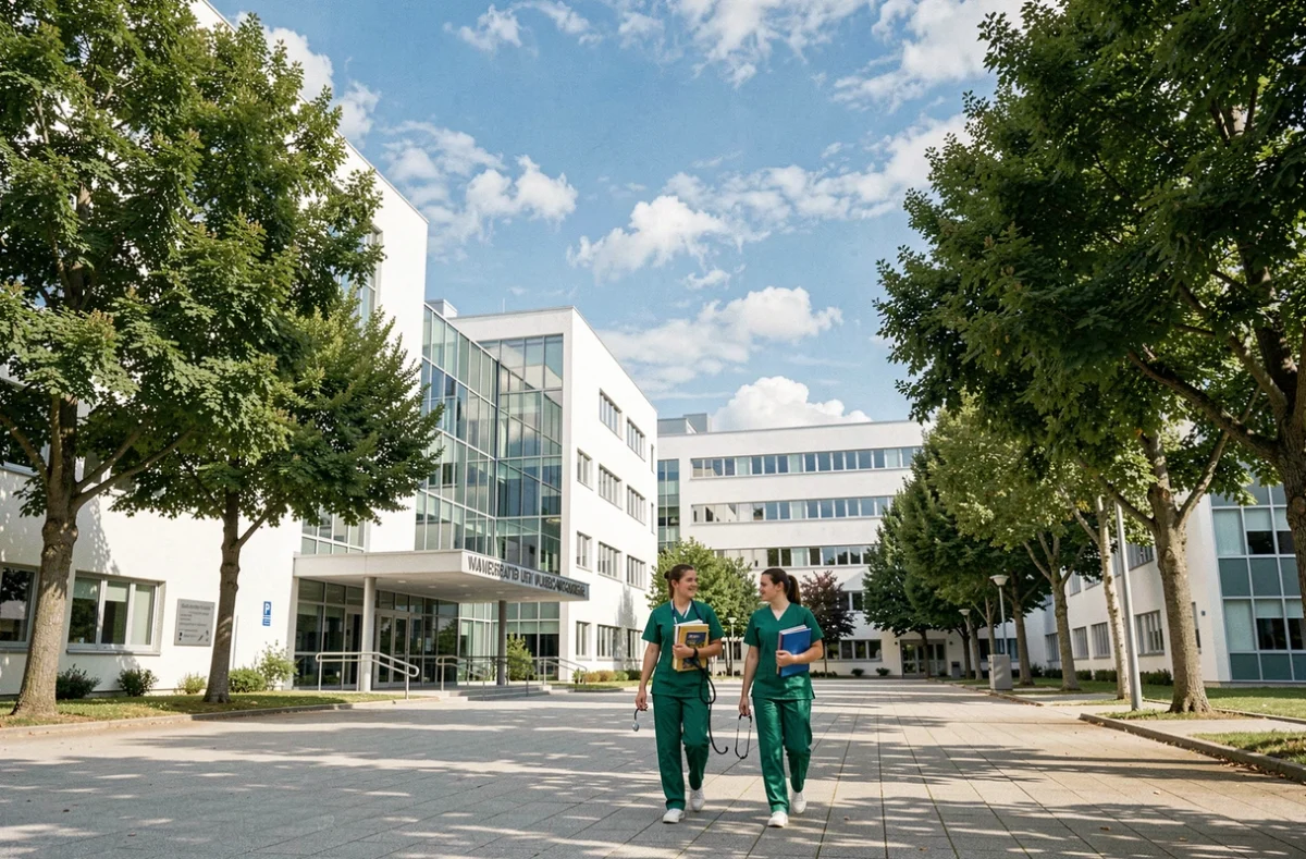 Campus du Centre Hospitalier Universitaire Vétérinaire de Toulouse avec étudiants en médecine vétérinaire