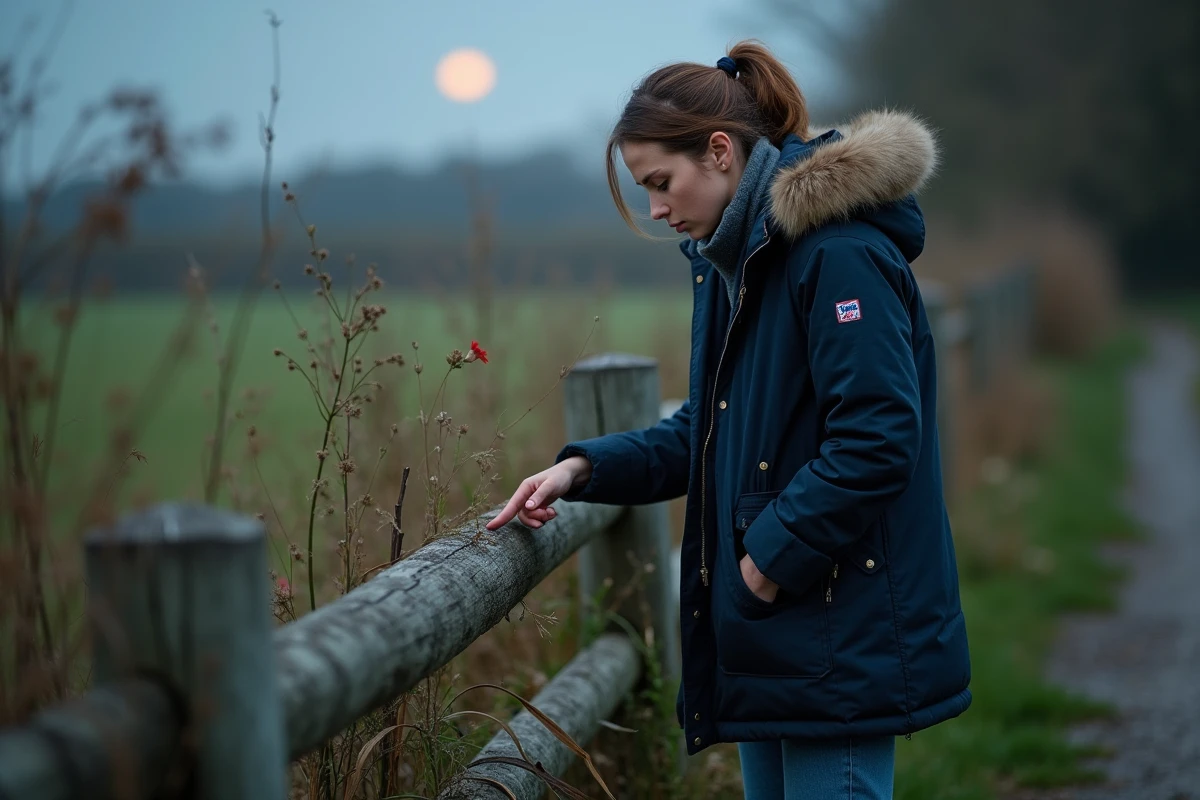 Jeune femme observant des traces d