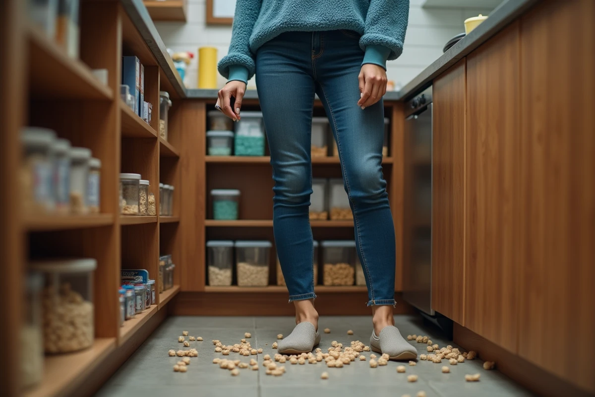 Jeune femme vérifiant des pellets dans une cuisine